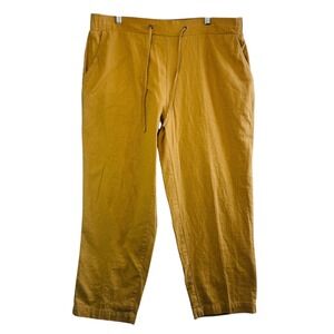 Womens Jules & Leopold L Linen Blend‎ Drawstring Pants Tan Lightweight Casual